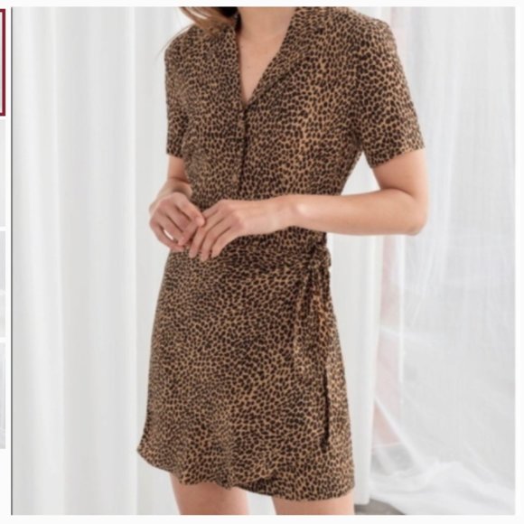 & Other Stories Dresses & Skirts - & Other Stories Side Tie Leopard Mini Wrap Dress